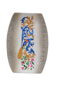 Decorative acrylic plate artwork featuring a colourful peacock surrounded by floral and ornamental motifs.