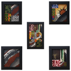 Crossroads abstract acrylic painting featuring layered geometric patterns in a set of 5