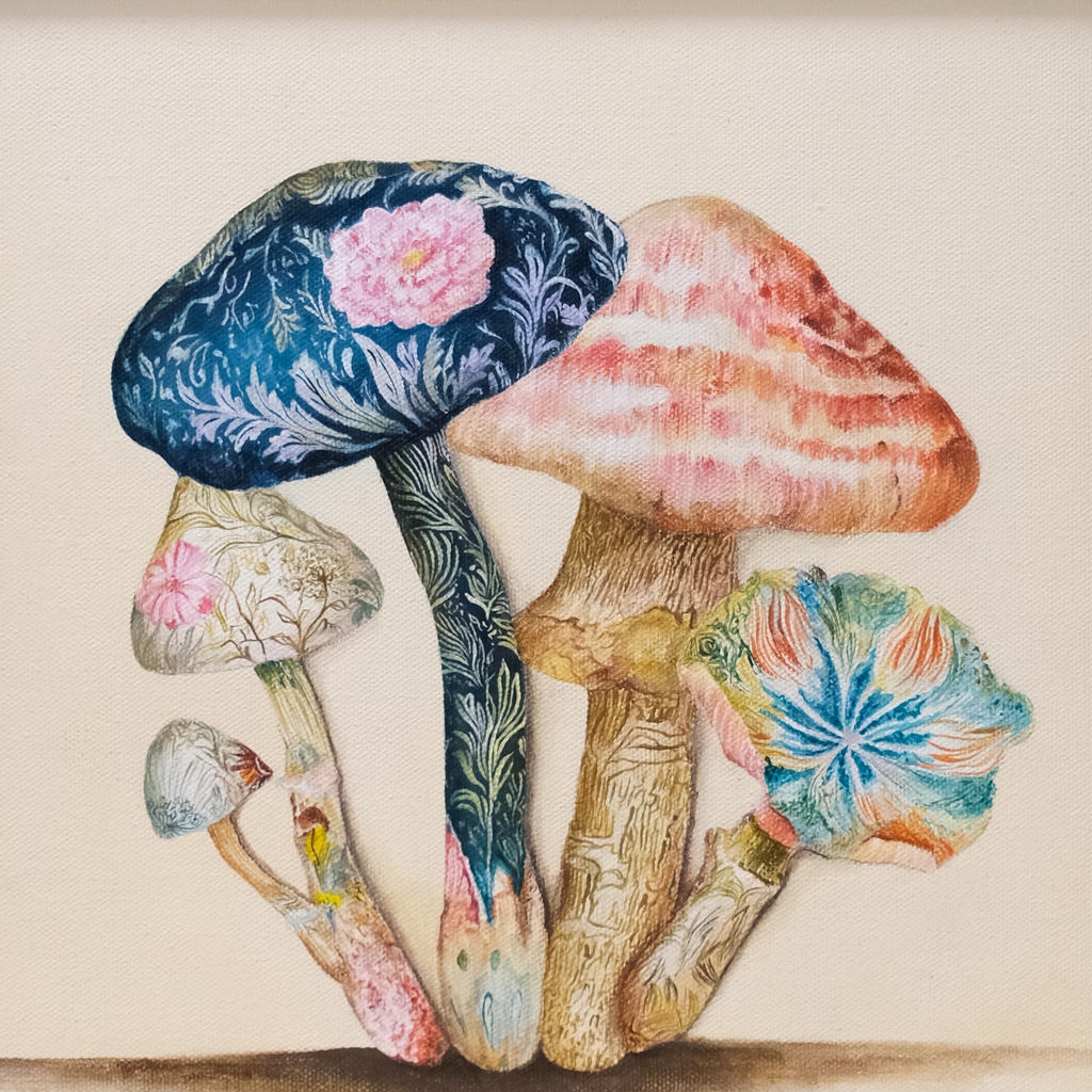 Flora | Botanical Mushroom Acrylic Painting