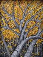 Intertwined | Golden Tree Abstract Acrylic Painting