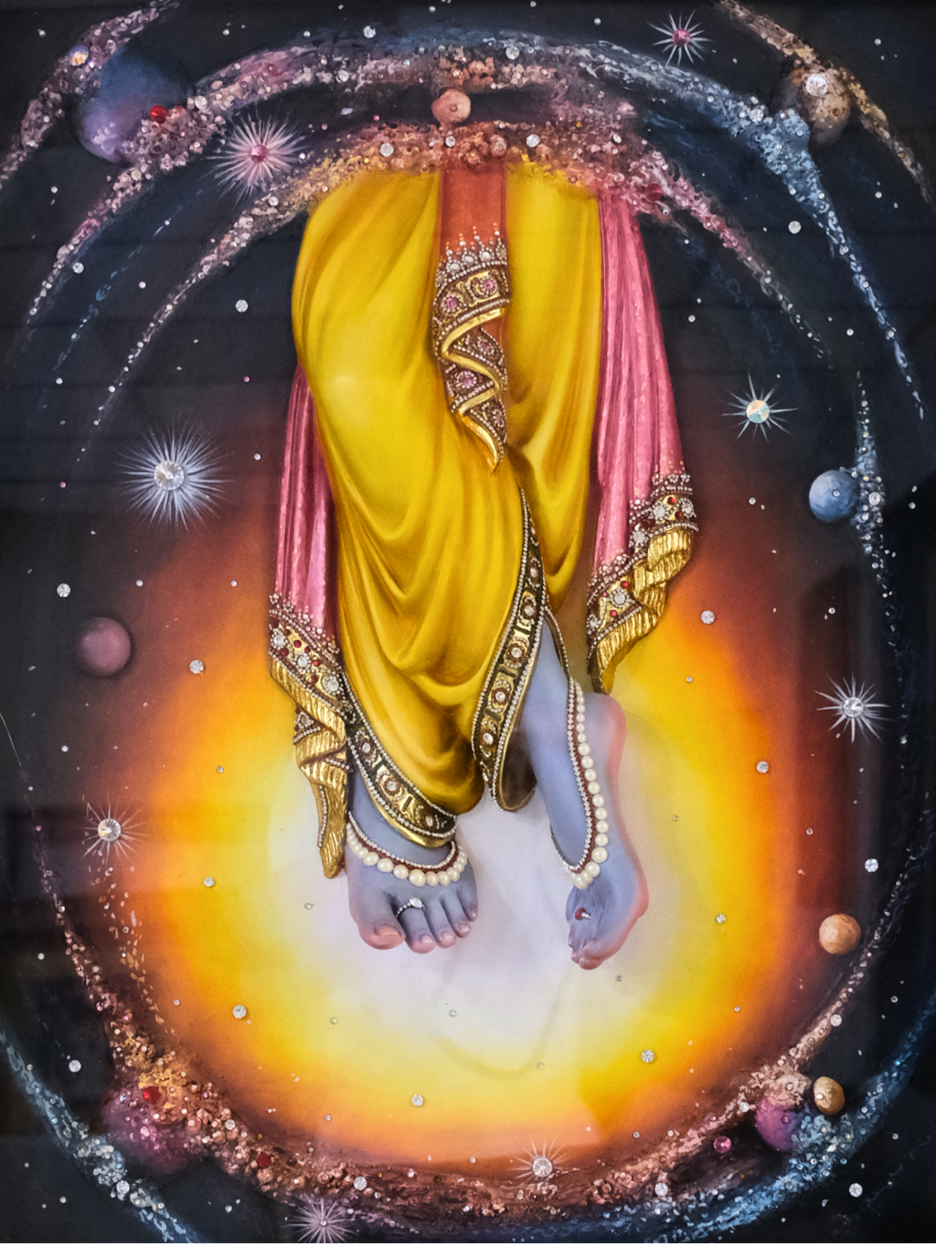Krishna's Charan | Sacred Feet of Lord Krishna Mixed Media Artwork