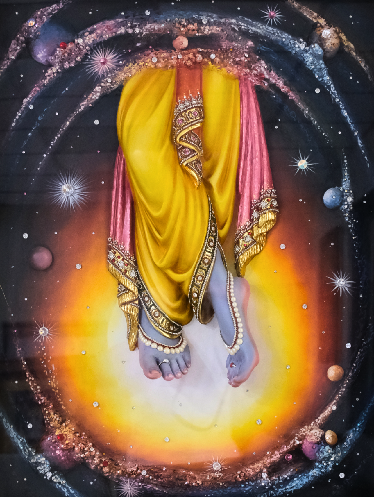 Krishna's Charan | Sacred Feet of Lord Krishna Mixed Media Artwork