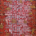Mesh | Abstract Red Grid Mixed Media Artwork