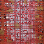 Mesh | Abstract Red Grid Mixed Media Artwork